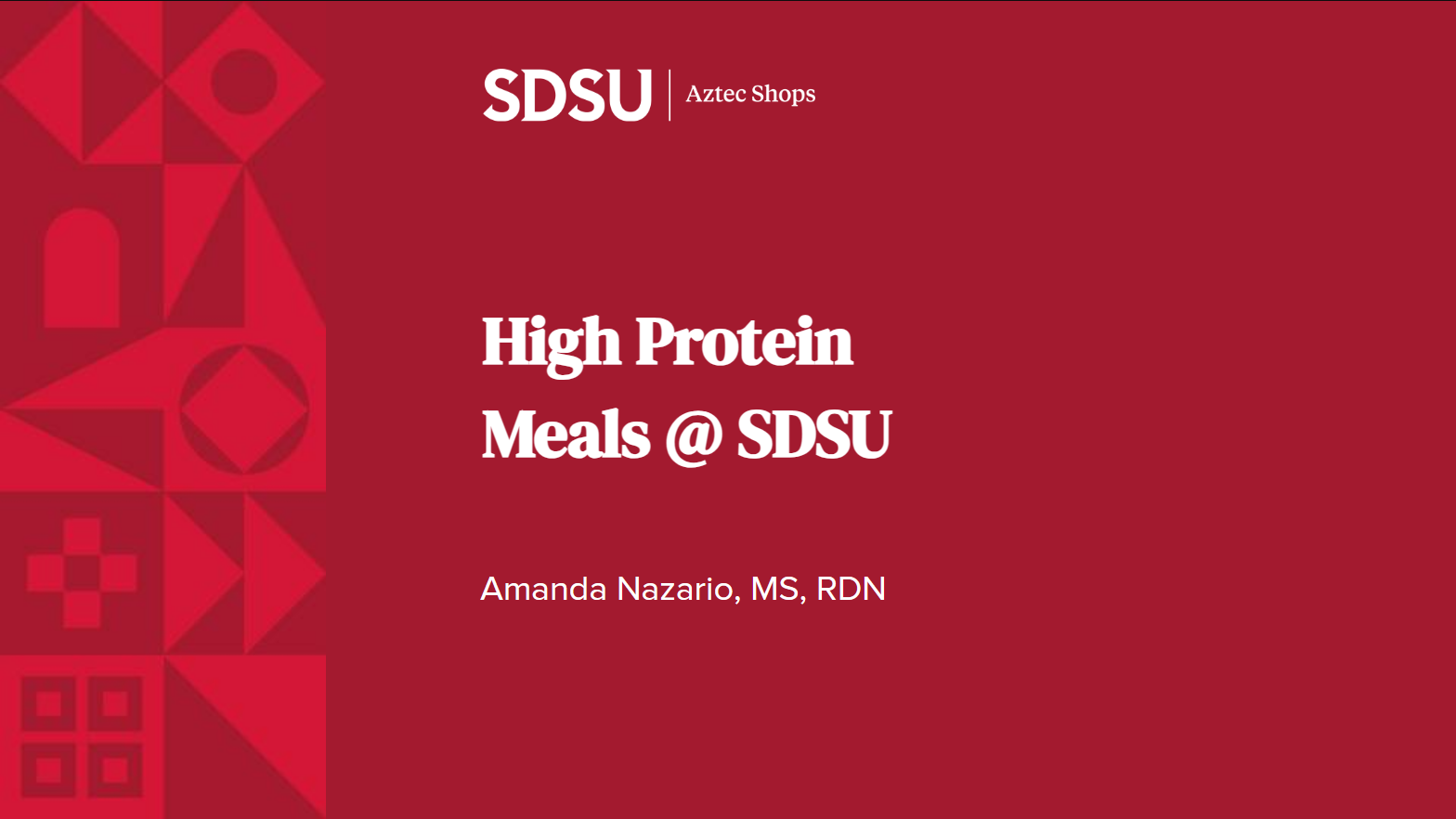 High Protein Meals @ SDSU